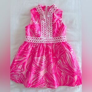 Lilly Pulitzer Girls Mini Franci Dress. Prosecco Pink Fronds Place. Size 4. EUC.